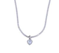14K Gold Over S925 3mm Tennis Chain - Heart-Cut Moissanite Pendant. A Dainty Gift for the Romantic at Heart