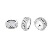 14K Gold over S925 Sterling Silver Hip-Hop Style Densely Set Mossanite Ring, Rotating Men's Ring, Unique and Stylish, Just Like Him, Daily Gifts for Dad