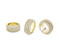 14K Gold over S925 Sterling Silver Hip-Hop Style Densely Set Mossanite Ring, Rotating Men's Ring, Unique and Stylish, Just Like Him, Daily Gifts for Dad