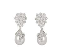 14K Gold Pearl Drop Earrings with Moissanite, Palace Style Freshwater Pearls, Fashion Gift for Her