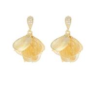 14K Gold Plated Boho Statement Drop Earrings, Large Hollow Filigree Wire Layered Petal Floral Dangle Earrings, Elegant Wedding Party Jewelry Gift for Women