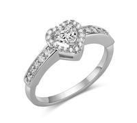 14k Gold Plated Cubic Zirconia Wedding Engagement Heart Rings Eternity Bridal Band Halo Promise Ring for Women, 5-11, Brass, Cubic Zirconia