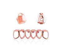 14K Gold Plated Grillz 2pcs Single Top & Bottom Teeth Caps Vampire Fangs Fake Grill Open Face Hip Hop Mouth Grills for Your Teeth Grillz for Women Men Rapper Costume Accessory, One Size, Brass, No