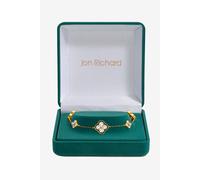 14K Gold Plated Jet and Crystal Clover Bracelet - Gift Box Jon Richard Gold One Size