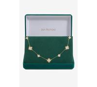 14K Gold Plated Jet and Crystal Clover Necklace - Gift Box Jon Richard Gold One Size