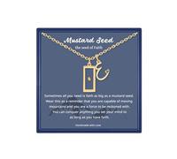14K Gold Plated Mustard Seed Necklace Initial Letter Mustard Seed Jewelry Faith Religious Christian Gifts for Women Mom Daughter Friends with Gifts Box, Stainless Steel, No Gemstone