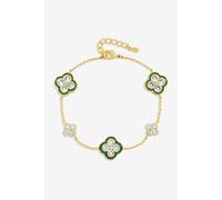 14K Gold Plated Pave and Emerald Clover Bracelet Jon Richard Gold One Size
