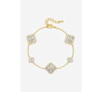 14K Gold Plated Pave and White Clover Bracelet Jon Richard Gold One Size