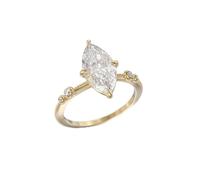 14K Gold Plated Ring for Women | Wedding Ring for Women | Teardrop Womens Fake Ring Bridal Rings Halo Promise Rings for Women 8