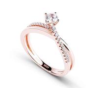14K Gold Plated Rose Gold Band X Rings for Women cz Sterling Silver Eternity Rings Wedding Engagement Anniversary Promise Rings Bridal Sets (P 1/2)