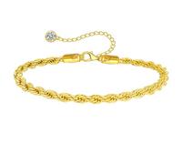 14K Gold Plated Simple Classic Cuban Bracelets Twisted Link Leaves Zircon Rhinestone Dainty Thin Chain Beaded Bracelet Jewelry for Women, Adjustable, no gemstone