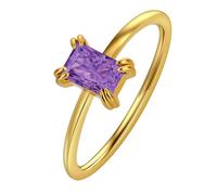 14K Gold - Plated Square Zircon Ring - Retro & Versatile (Size 7, Inner Diameter 1.7cm)