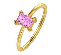 14K Gold - Plated Square Zircon Ring - Retro & Versatile (Size 7, Inner Diameter 1.7cm)