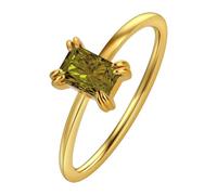 14K Gold - Plated Square Zircon Ring - Retro & Versatile (Size 7, Inner Diameter 1.7cm)