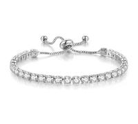 14K Gold Plated Tennis Bracelet Colorful Sparkling Cuban Zirconia Adjustable Ice Out Crystal Link Chain Slider Dainty Rhinestone Bangle Bracelet Jewelry for Women, Adjustable, Metal, no gemstone