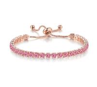 14K Gold Plated Tennis Bracelet Colorful Sparkling Cuban Zirconia Adjustable Ice Out Crystal Link Chain Slider Dainty Rhinestone Bangle Bracelet Jewelry for Women, Adjustable, Metal, no gemstone