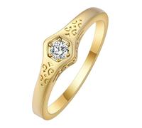 14K gold plated vintage ring: single diamond pattern, ideal for showcasing one's elegance, a great gift for women
