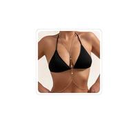 14K Gold printed Body Chains for Women Summer Beach Vacation Body Chain Sexy Belly Waist Chains Layered Rhinestone Crossover Bikini Bra Body Jewelry, Adjustable, Rhinestone, No Gemstone