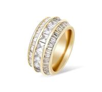 14K Gold Radiant Cut Emerald Cut Ring, Three-Row Inlaid Mossanite Men's Hip-Hop Ring, Triple the Charm, Triple the Wow,Father's Day Gifts for Dad