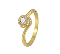 14K Gold Rings for Women Band, Simple Wedding Ring Moissanite Halo Gold Jewelry for Engagement Size J 1/2