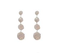 14K Gold Round Rhinestone Drop Dangle Earrings for Women,Shiny Long Zircon Dangling Earrings,Silver Crystal Tassel Chandelier Earrings Gift, L, Zinc, Cubic Zirconia