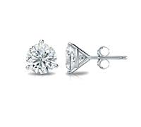 14k Gold Round VS/SI GH Lab Grown Diamond 3 Prong Martini Stud Post Earrings (0.66 Carat Total Weight, Whtie Gold)