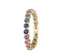 14k Gold Silber Ring Regenbogenthumbringe Band Eheringdainty Bunte Ringe Simulierte Diamantbänder für Frauen 6
