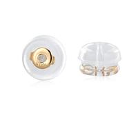 14K Gold Silicone Earring Backs Replacement | Rubber Earrings Backs for Studs |Plastic Earring Backing Secure (1 Pair 14K Gold)