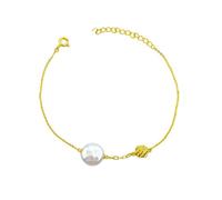 14K Gold Single Natural Pearl Bracelet, Elegant Design Freshwater Pearl Bracelet, Gift for Her