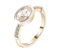 14K Gold Wedding Band Set, The Promise Ring Simple with 2Ct Oval Shape Moissanite Size S 1/2