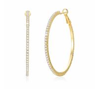 14K Real Gold Hoop Earrings for Women Trendy,Sterling Silver Post Hypoallergenic Lightweight Sparkly Rhinestone Big Hoop Earrings