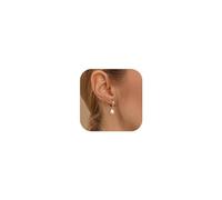 14K Real Gold Plated Dangle Huggie Hoop Earrings for Women S925 Sterling Silver Hypoallergenic Small Gold Hoop Earrings CZ Heart Pearl Dainty Charm Drop Earrings Jewelry Gift
