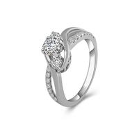 14K Real Gold Rings for Women, Wedding Bands Unique Moissanite 0.5ct Infinity Ring 585 White Gold for Valentine's Day Size L 1/2