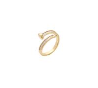 14K Real Plating Jewelry Three-layer Zircon Nail Ring Women's Opening Adjustable Daily Work Accessories