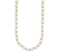 14K Real Yellow Gold 6-7mm White Near Round FW Cultured Pearl Bead Necklace
