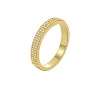 14K Rings for Women Real Gold, Simple Wedding Ring Moissanite Classic Jewelry 585 Yellow Gold Gift for Wife Size R 1/2