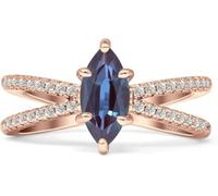 14K Rose Gold Plated 925 Sterling Silver Natural 6X12 MM Marquise Cut Alexandrite Engagement Ring June Birthstone Gift (X)