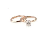 14K Rose Gold Rings, Wedding Band Moissanite 1ct Classic Rose Gold Ring for Bride Size V 1/2