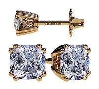14K Solid Gold Post & S. Silver Assorted Diamond Stud Earrings Simulated, Ranging from .60ct to 4.00ct CZ, 0.60 Carat Total Weight, Crystal Silver Yellow Gold Stone Diamond Cubic Zirconia Platinum,