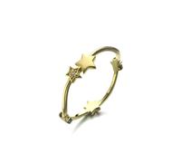 14K Solid Gold Ring, Women's Anniversary Rings Five-Pointed Star with Diamond Size N 1/2