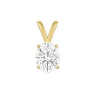 14K Solid White or Yellow Gold Moissanite Solitaire Pendant Necklace Double Loop Loop Round Cushion Oval Cut Pendant Only Fine Jewelry Luxury Gift, 0.50 CTW - Pendant Only, Yellow Gold, Moissanite