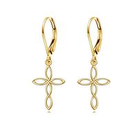 14K Solid Yellow Gold Cross Hummingbird Lotus Sunflower Dangle s for Women Gold Leverback s Gold Jewelry Women Birthday