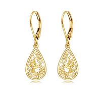 14K Solid Yellow Gold Cross Hummingbird Lotus Sunflower Dangle s for Women Gold Leverback s Gold Jewelry Women Birthday