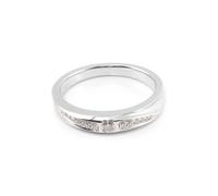 14K White Gold Band Rings for Women, Wedding Band Moissanite Round White Gold Jewelry for Fiancée Size J 1/2