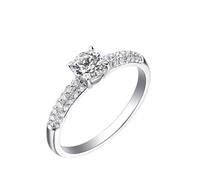 14K White Gold Engagement Rings for Women, Love Friendship Ring with 0.5Ct Round Diamond Size Q 1/2