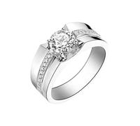 14K White Gold Men's Luxury Lab Grown Diamond Engagement Ring 0.7ct, Size O 1/2