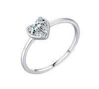 14K White Gold Ring, Engagement Bands for Women Moissanite 6X6mm Simple Heart White Gold Comfort Fit Size K 1/2