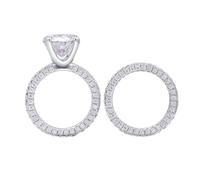 14K White Gold Ring Engagement, Silver Rings Elegant Ring Set with 4 Claws Round Shaped 10x10mm 4ct Moissanite Size W 1/2