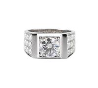 14K White Gold Ring, Men's Wedding Rings Moissanite 2ct Round White Gold Jewelry Birthday Gift for Him Size U 1/2