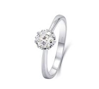 14K White Gold Ring Set, The Wedding Band Solitaire Round with White Moissanite Size H 1/2